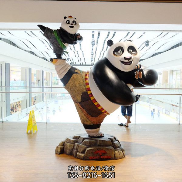 电影院玻璃钢卡通动漫人物功夫熊猫雕塑