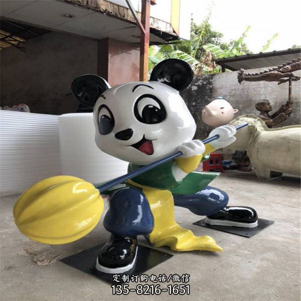 景区游乐园卡通树脂可爱熊猫雕塑（2）