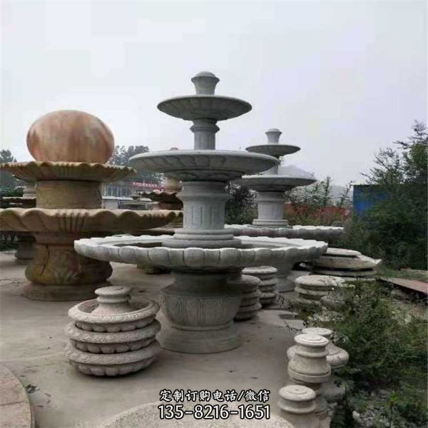 汉白玉晚霞红石雕喷泉 广场别墅庭院内流水摆件（3）