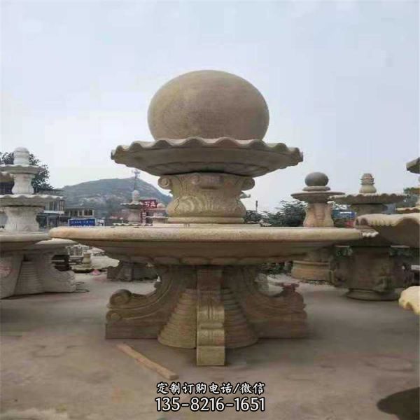 汉白玉晚霞红石雕喷泉 广场别墅庭院内流水摆件（2）