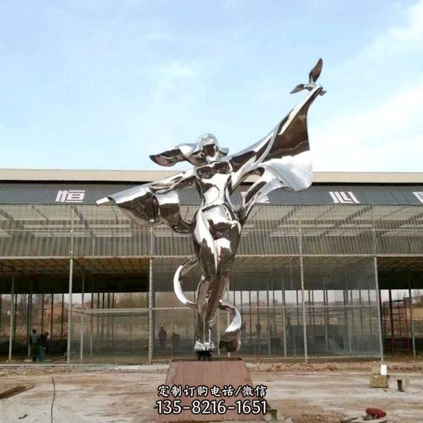 园区广场抽象舞者不锈钢人物雕塑摆件（3）