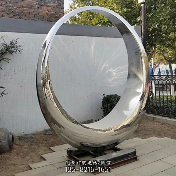 酒店广场不锈钢创意镜面圆环雕塑（2）