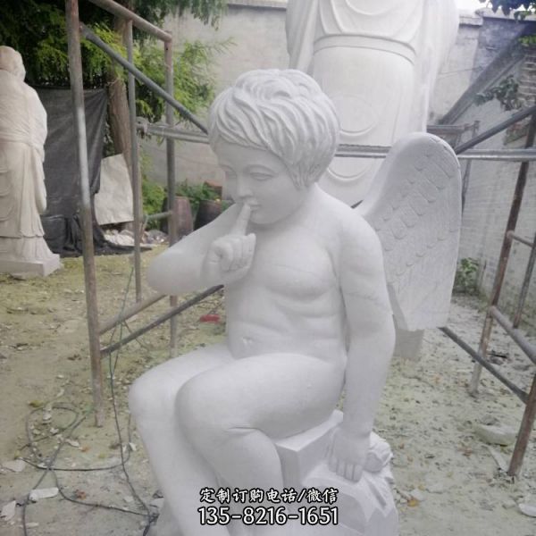 园林庭院摆放汉白玉欧式西方小天使人物雕塑