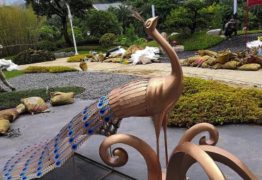 活力孔雀——不锈钢烤漆动物雕塑
