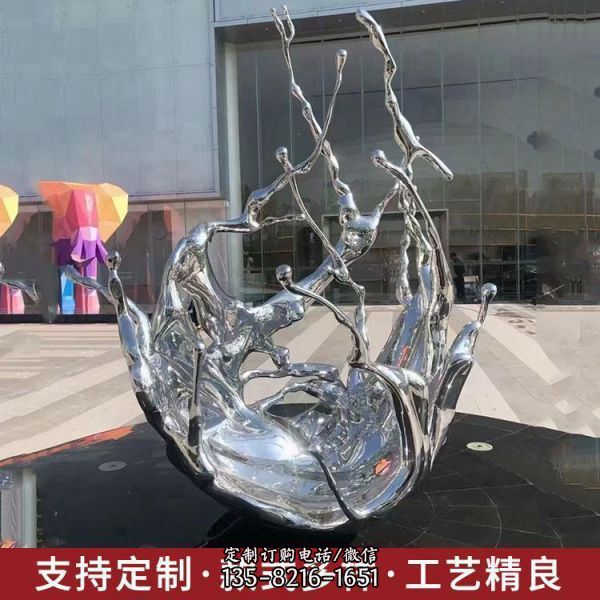 海洋公园水滴美陈展示摆件 不锈钢304钢户外景观雕塑