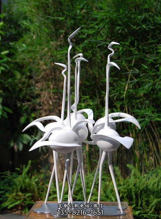 不锈钢仿铜园林景观抽象天鹅雕塑