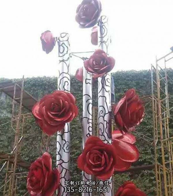 广场不锈钢彩绘创意园林景观摆件玫瑰花