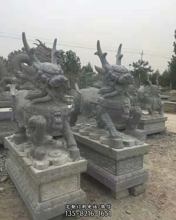 陵园大型大理石石雕麒麟雕塑