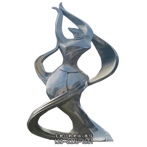 抽象不锈钢雕塑女人艺术身体扭曲跳舞造型拉丝摆件（4）
