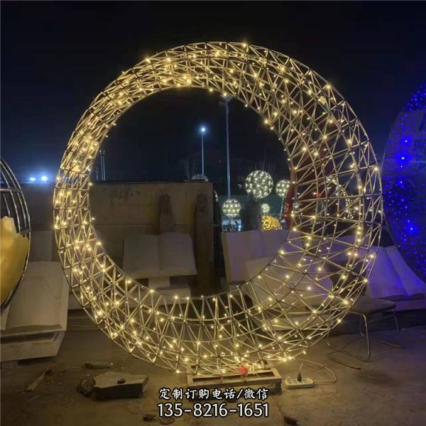 发光雕塑抽象圆环公园不锈钢圆环雕塑定做大型城市户外水景摆件（5）