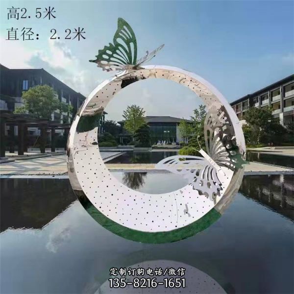 发光雕塑抽象圆环公园不锈钢圆环雕塑定做大型城市户外水景摆件（3）