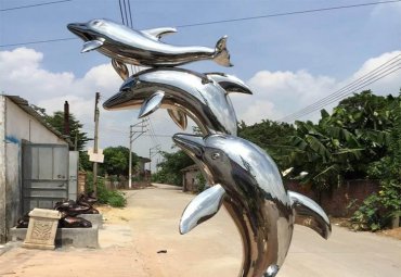 抽象海豚不锈钢喷泉 