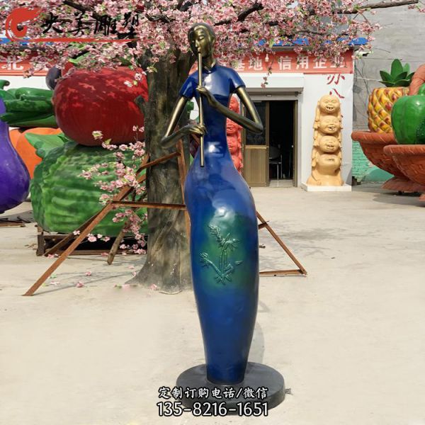 玻璃钢彩绘梅兰竹菊音乐抽象人物雕塑 酒店会所景观摆件 央美定制（2）