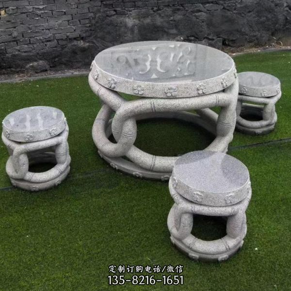 公园庭院中式创意大理石石雕桌椅雕塑