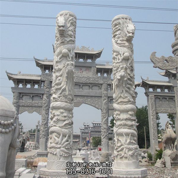 城市广场柱子石雕盘龙柱 户外大型雕塑（3）