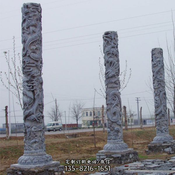 城市广场柱子石雕盘龙柱 户外大型雕塑（8）