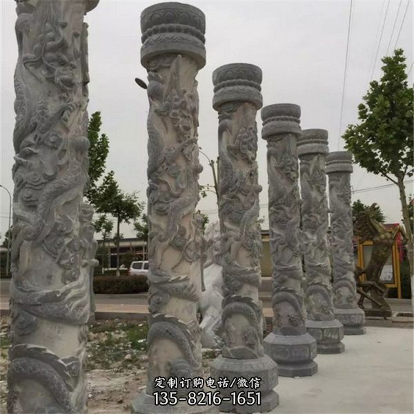城市广场柱子石雕盘龙柱 户外大型雕塑（9）