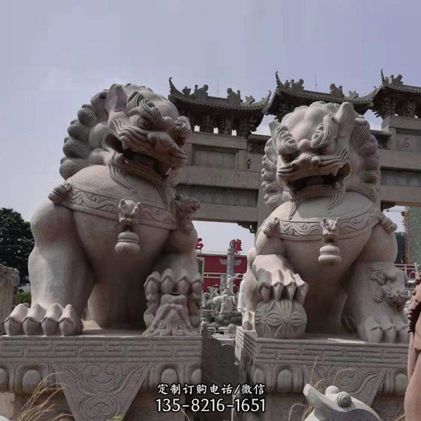 大型景观石雕动物 户外大型石狮子雕塑（3）