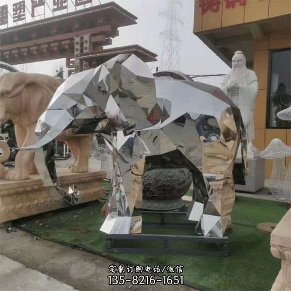 304不绣钢几何动物造型 户外公园主题 菱形大象雕塑（1）