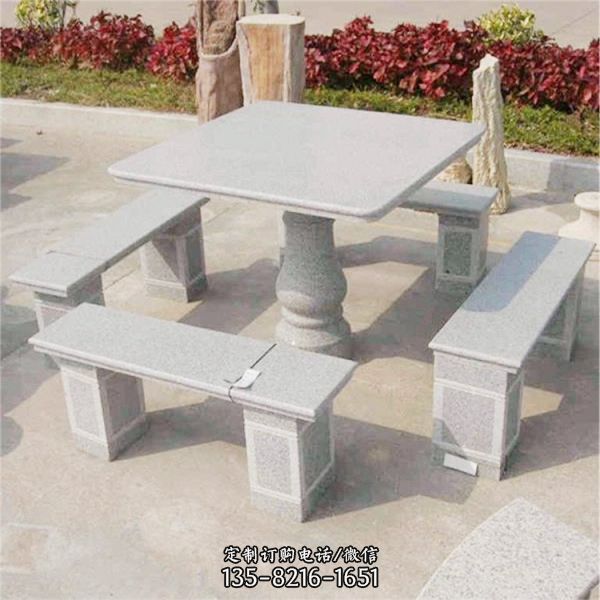 大理石石雕户外园林庭院方形石桌石凳雕塑