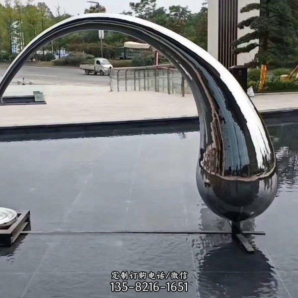 金属不锈钢水滴雕塑 抽象水花雕塑摆件 地产水滴海浪雕塑摆件