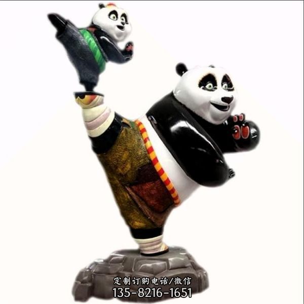 玻璃钢彩绘电影动漫动物景观功夫熊猫雕塑