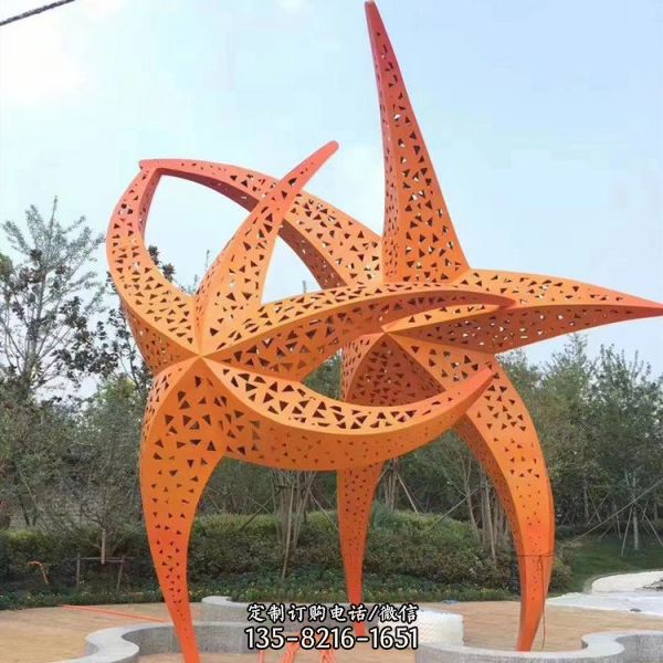 不锈钢户外园林景观抽象五角星雕塑