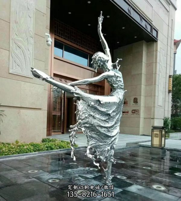 不锈钢抽象园林景观会所酒店跳舞的抽象女人雕塑