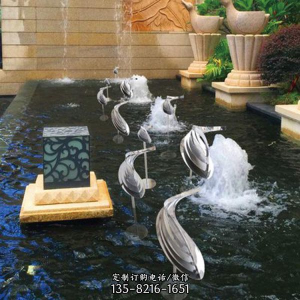 不锈钢鱼雕塑水池景观发光雕塑海豚雕塑镂空动物摆件（4）