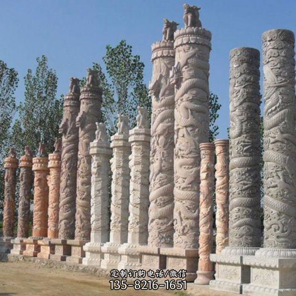 大理石石雕户外故宫大型文化柱雕塑