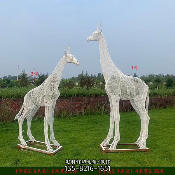 公园绿地切面动物雕塑不锈钢镂空鹿雕塑
