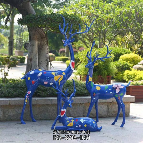 园林景观装饰抽象玻璃钢鹿雕塑（2）