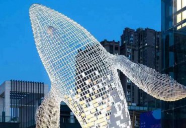 创意海豚不锈钢大型镜面刻字镂空雕塑