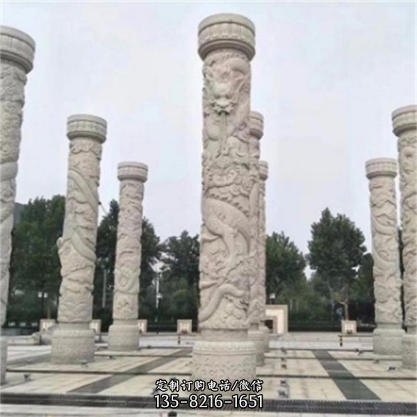 精美雕刻石雕龙柱 景区公园装饰大型户外摆件