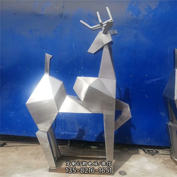 几何户外园林抽象动物梅花鹿雕塑