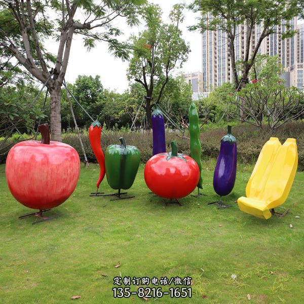 大型仿真水果蔬菜雕塑 园林草坪玻璃钢彩绘植物摆件（4）