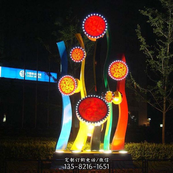 户外广场公园水滴灯光不锈钢镂空圆球城市亮化夜景观雕塑（3）