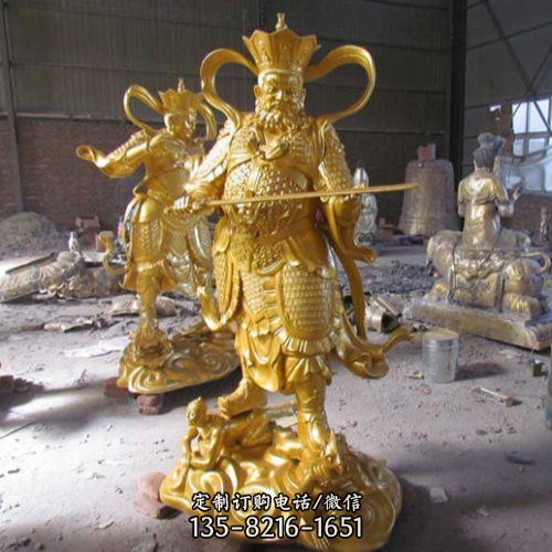 寺院摆放黄铜铸造大型四大天王神像雕塑