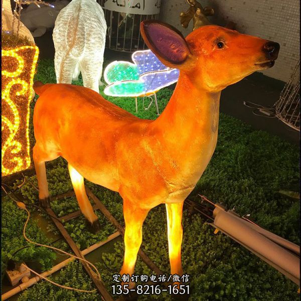 led玻璃钢仿真梅花鹿动物雕塑 户外公园景区草坪灯装饰摆件（2）