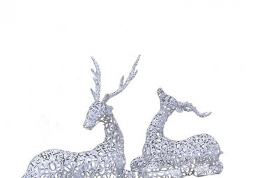 梅花鹿镂空不锈钢抽象雕塑