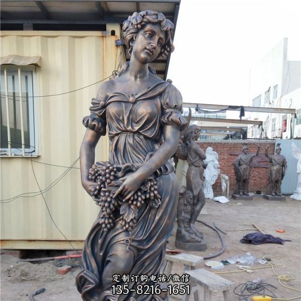 景区摆放玻璃钢仿铜西方四季女神人物雕塑