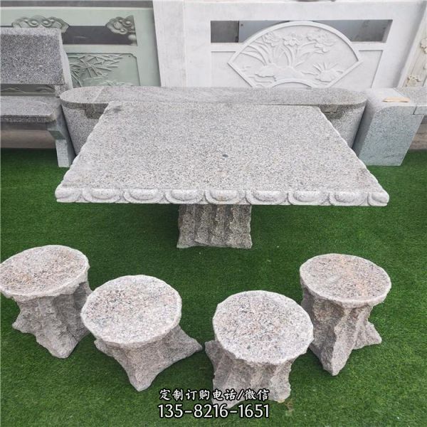 庭院摆放花岗岩雕刻休闲石桌石凳（3）
