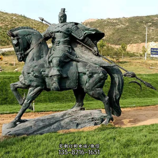 大型铸铜大将骑马雕塑 古代历史人物纪念馆广场景区摆件