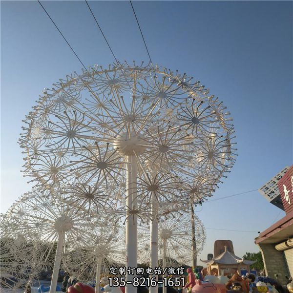 广场不锈钢镂空球蒲公英摆件雕塑