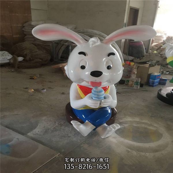 幼儿园玻璃钢卡通工艺品摆件兔子雕塑（1）