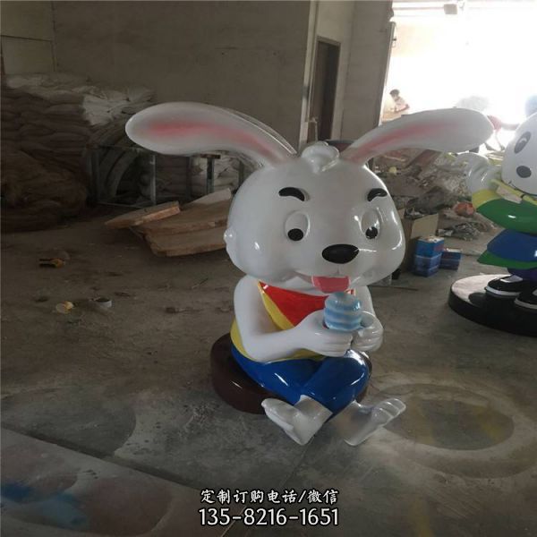 幼儿园玻璃钢卡通工艺品摆件兔子雕塑（2）