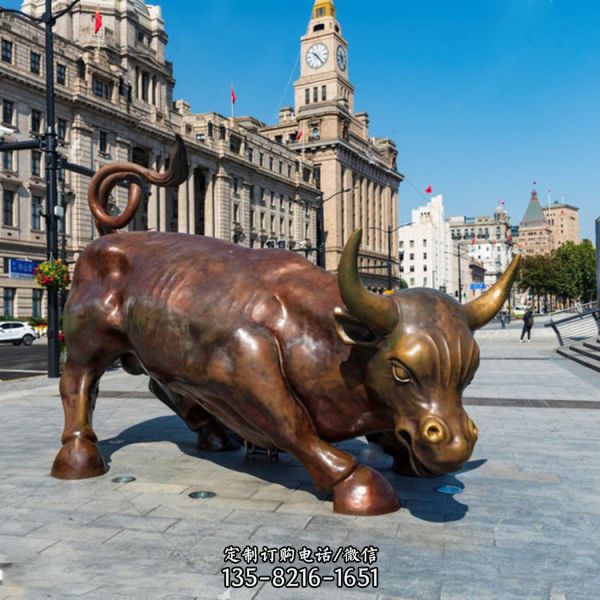 广场大型铜雕华尔街牛摆件