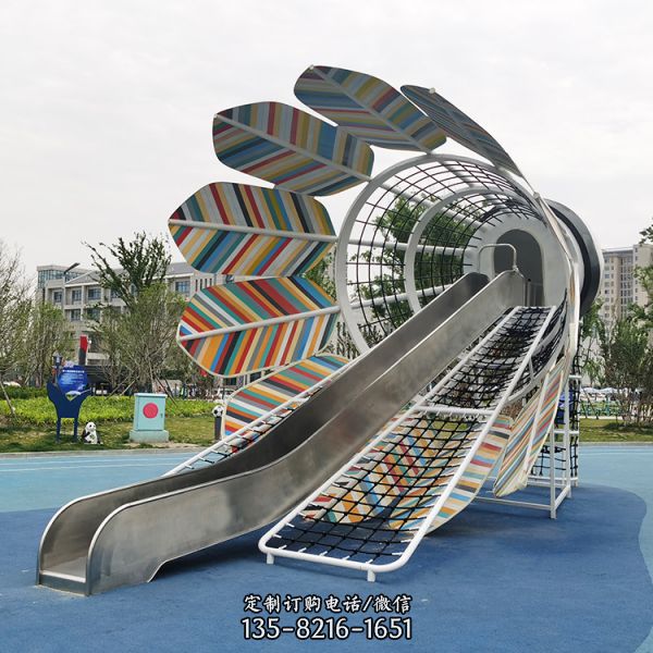 大型不锈钢创意镂空羽毛球滑梯蘑菇伞城市广场游乐园景观摆件（2）