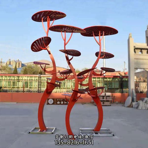 大型不锈钢创意镂空羽毛球滑梯蘑菇伞城市广场游乐园景观摆件（5）