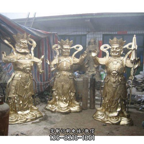 寺院庙宇摆放大型铸铜彩绘四大天王神像雕塑